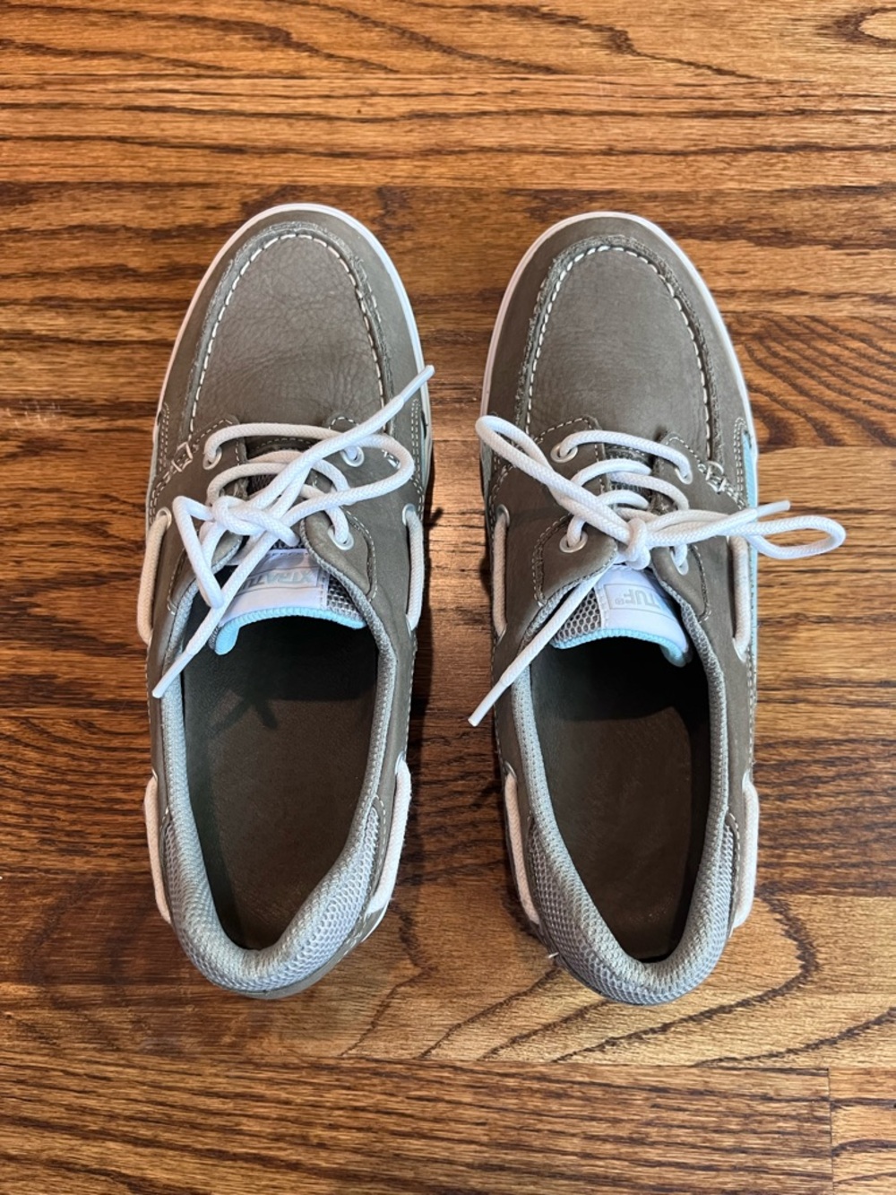 Women’s Xtratuf Light Gray and Blue Boat Shoes with White Laces Size 10 - Picture 8 of 8